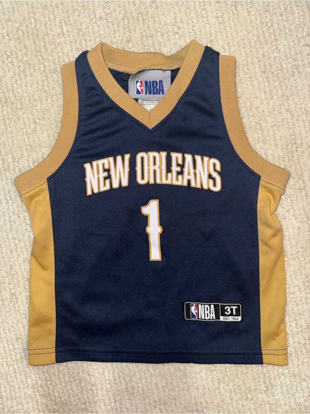 NBA New Orleans Navy and Gold Kids Basketball Jersey